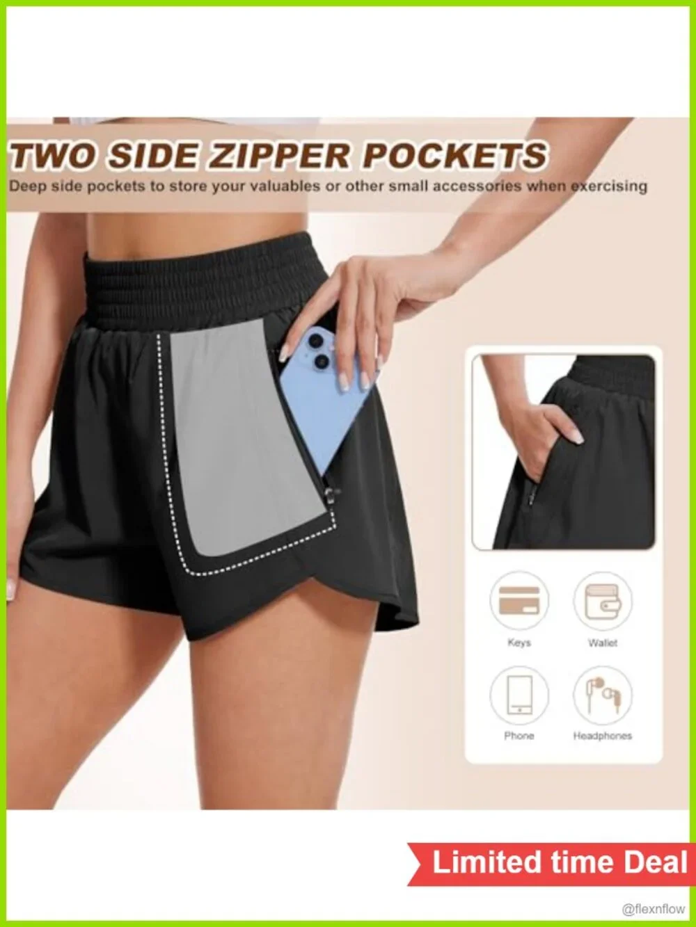 Athletic Shorts with Pockets High Waisted Workout Running Shorts for Women Pull